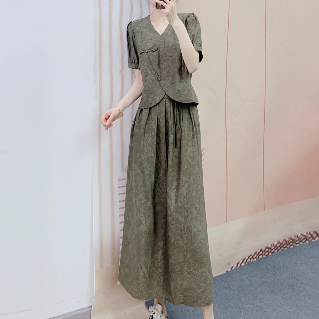 308国风新中式短袖小衫+半身裙两件套裙3308/GP