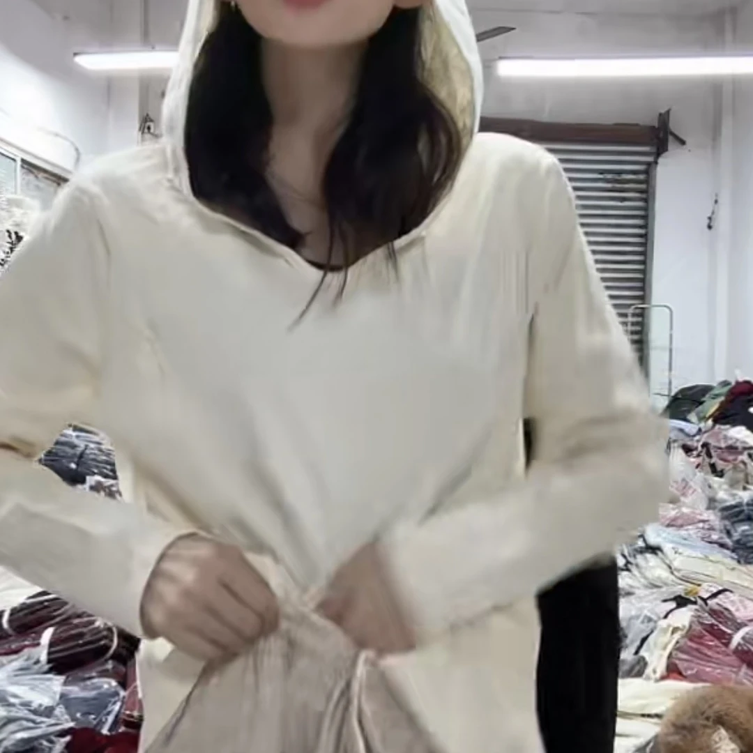 连帽款长袖打底衫T恤女