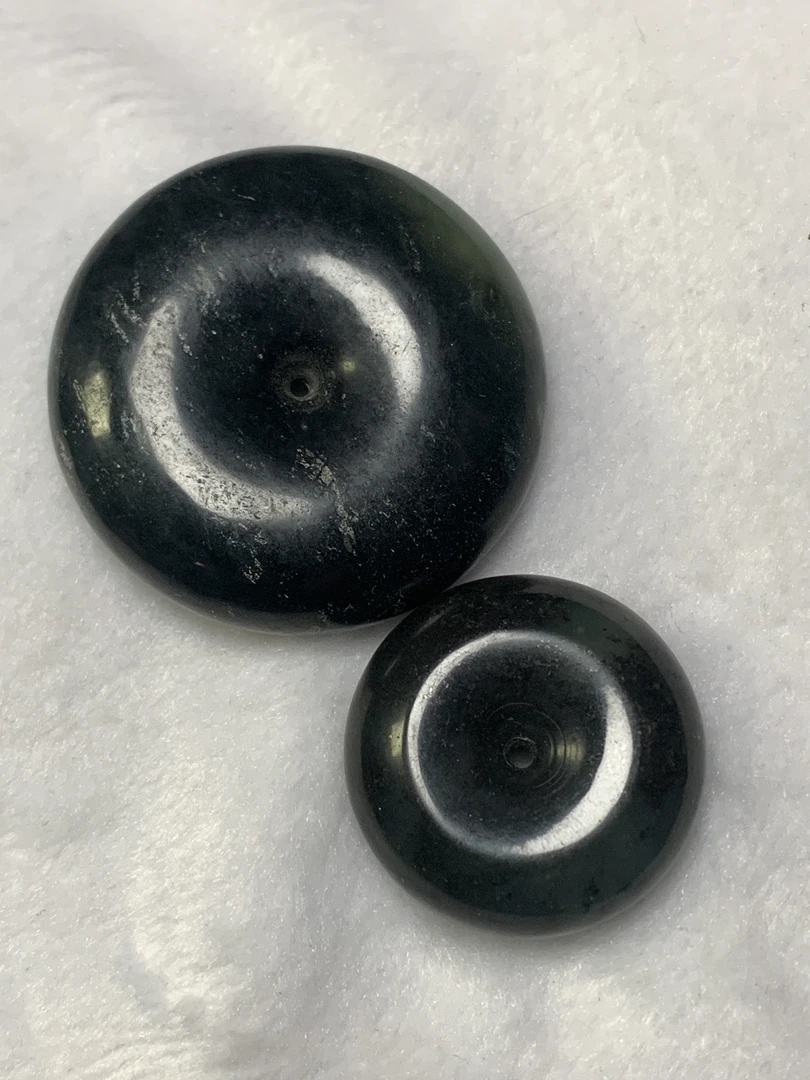 2个装天然岫玉火石青岫玉平安扣吊坠