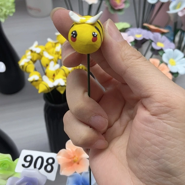 陶瓷手工制作陶瓷花小蜜蜂拍三只发4只