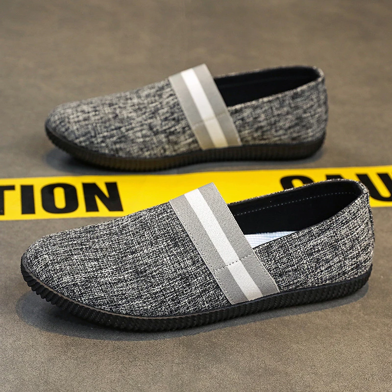 春季新款亚麻布鞋豆豆鞋轻便一脚蹬时尚懒人鞋低帮平底休闲鞋