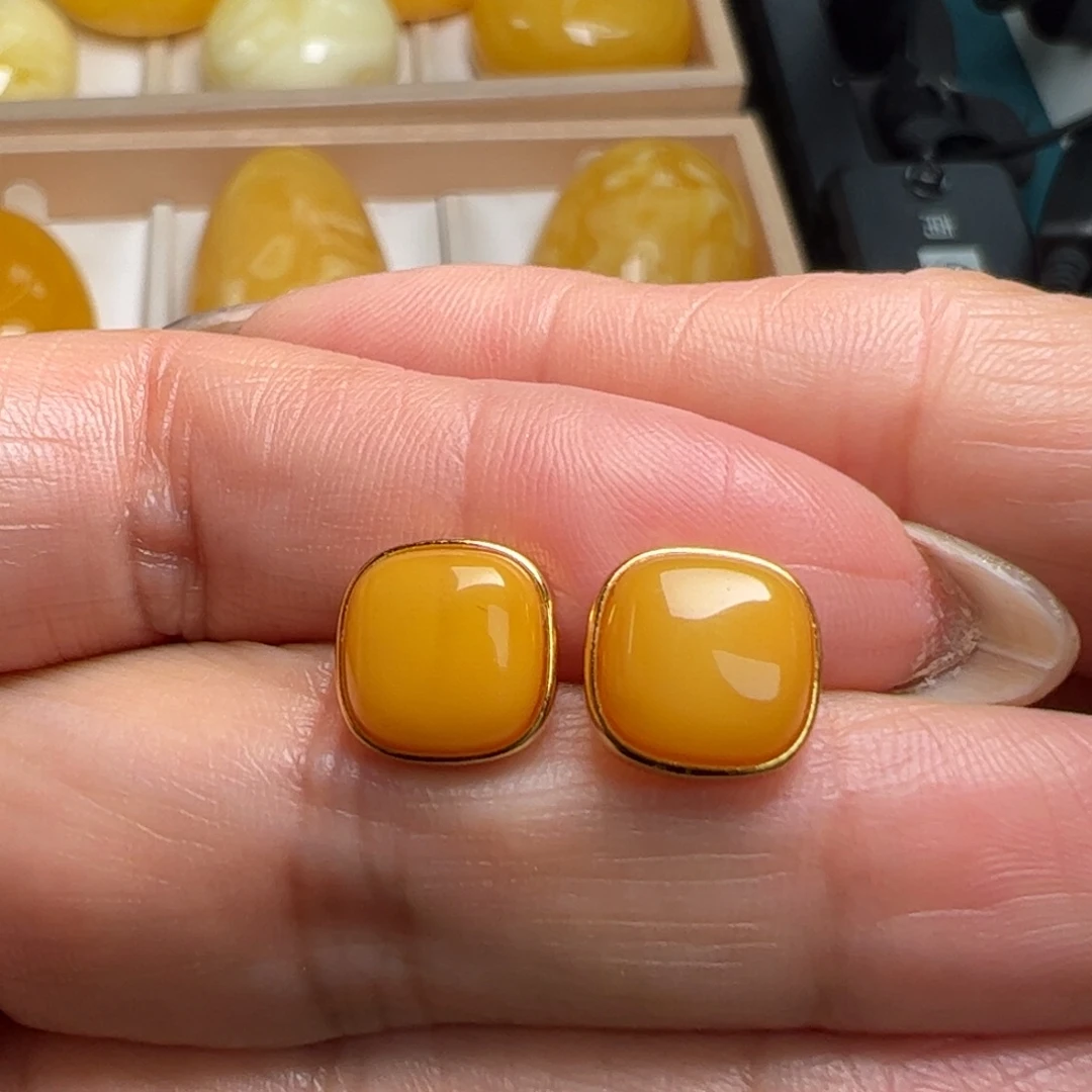 定制琥珀银S925镀金镶嵌