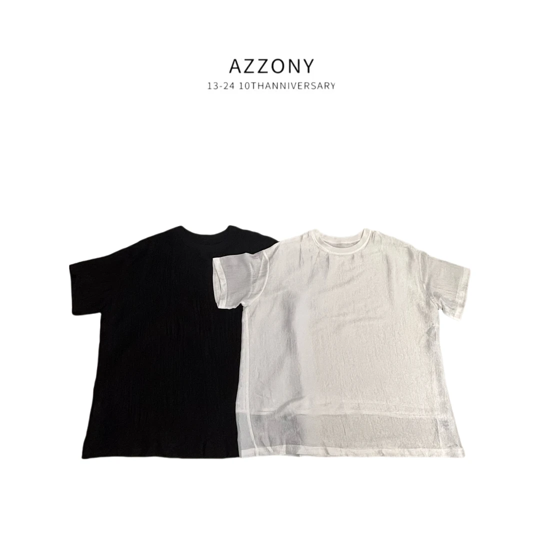 Az LongQuan 肌理感醋酸tee 2025夏季设计师休闲百搭新款 CT6144