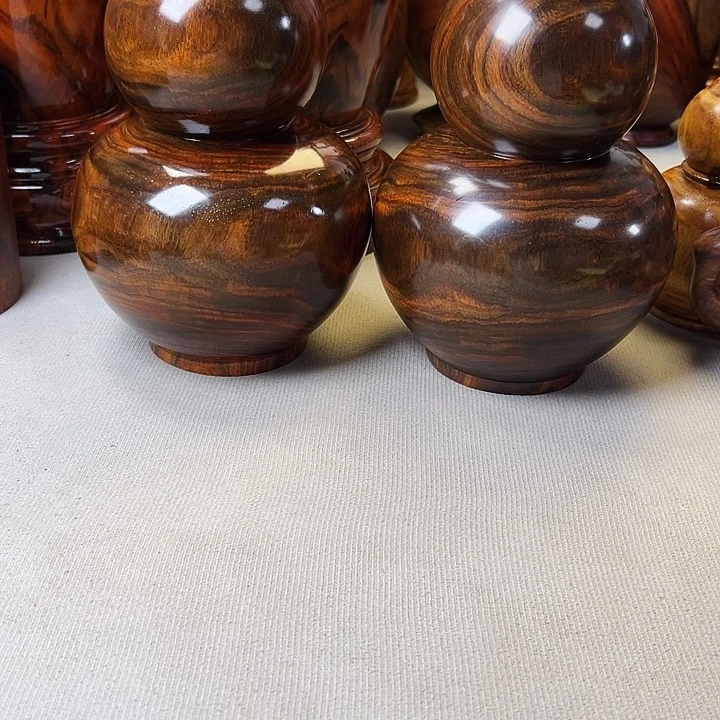 木质爱*人老挝大红酸枝葫芦一对