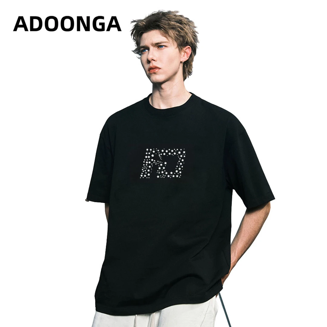 ADOONGA圆领宽松短袖T恤男女潮牌上衣夏季情侣装凉感半袖打底衫