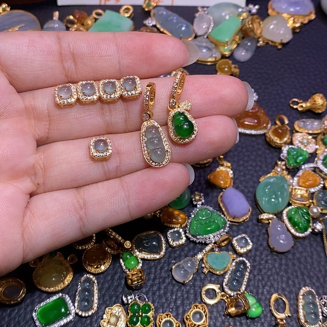 执***笔翡翠银S925镶嵌颈饰