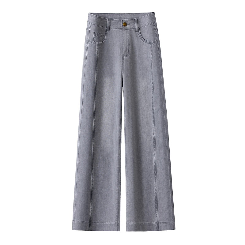 显瘦八分窄版阔腿裤小个子九分直筒牛仔裤女2025新款夏季薄款宽松