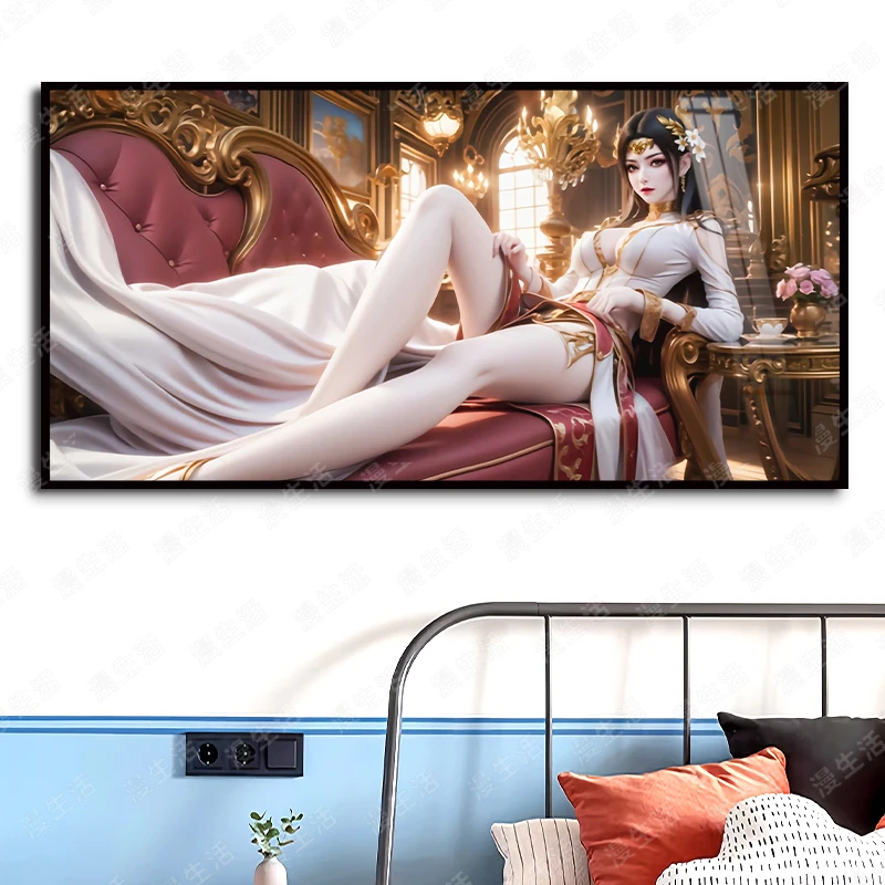 斗破苍穹白袍美杜莎高级感艺术装饰画铝合金客厅卧室玄关动漫挂画