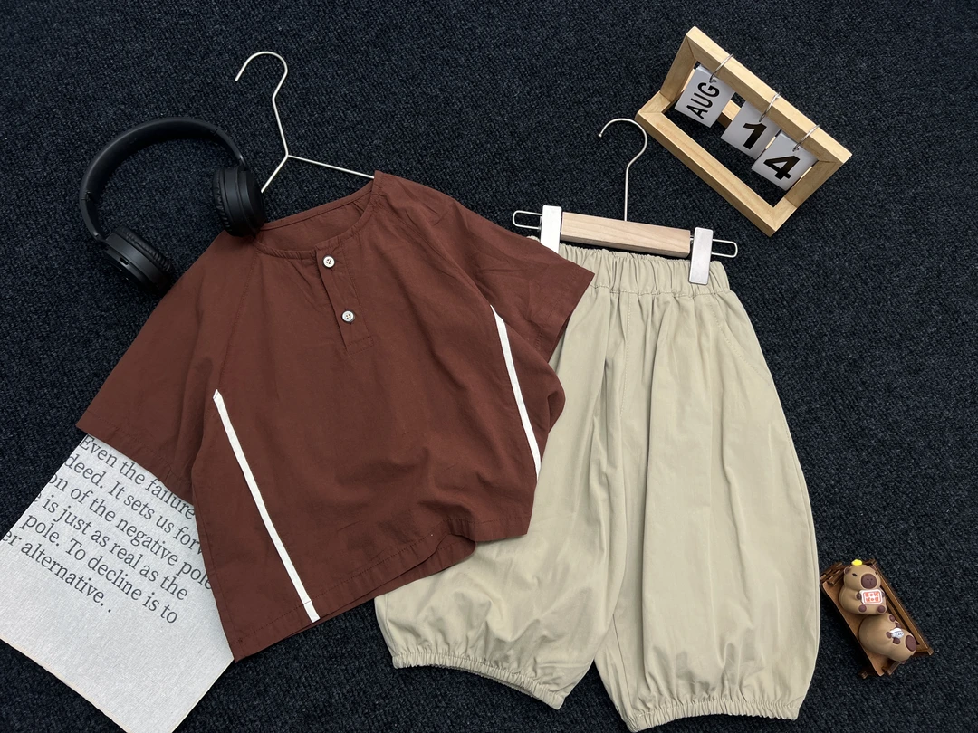 儿童休闲2025夏季短袖短裤时尚韩版休闲套装百搭宽松A-024