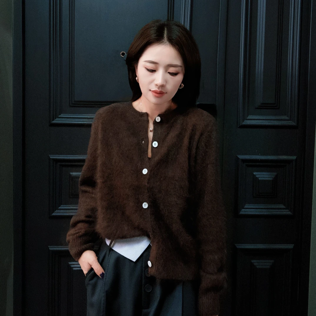 超重工高克重长毛拉绒100绵羊毛套系开衫套头衫