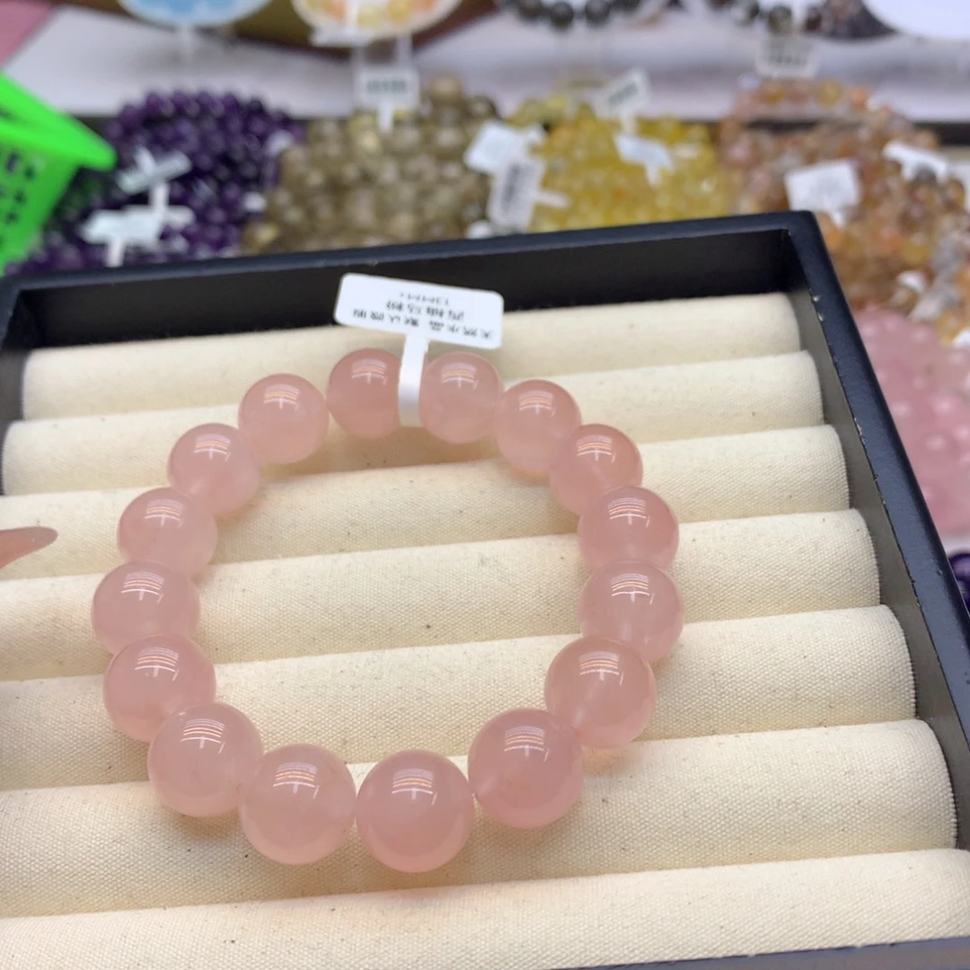 水晶手串未镶嵌小****?西柚粉卡13