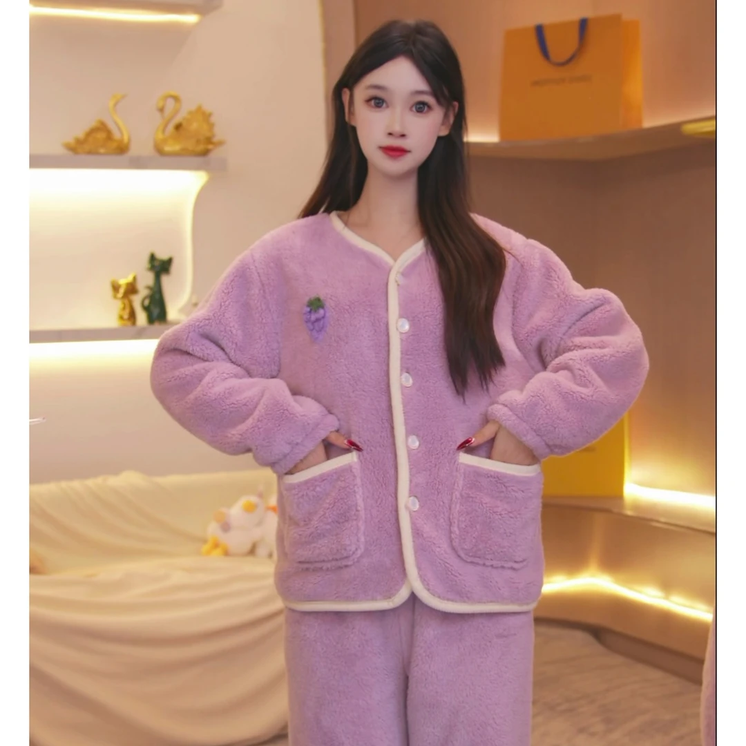 2025款新品上新冬季长袖时尚春秋宽松女士睡衣家居服套装CFF