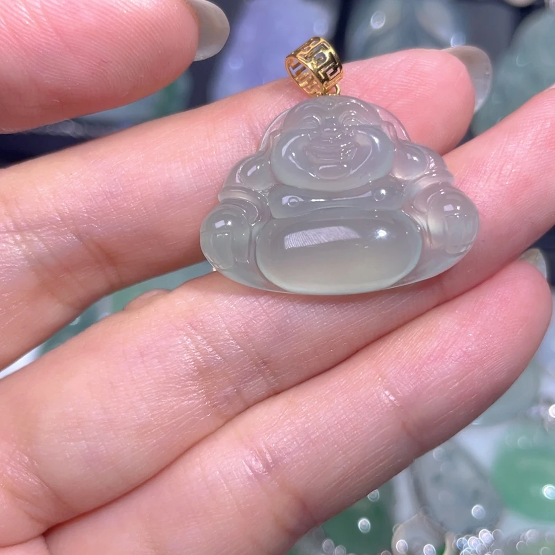 颈饰18K金镶嵌翡翠翡翠
