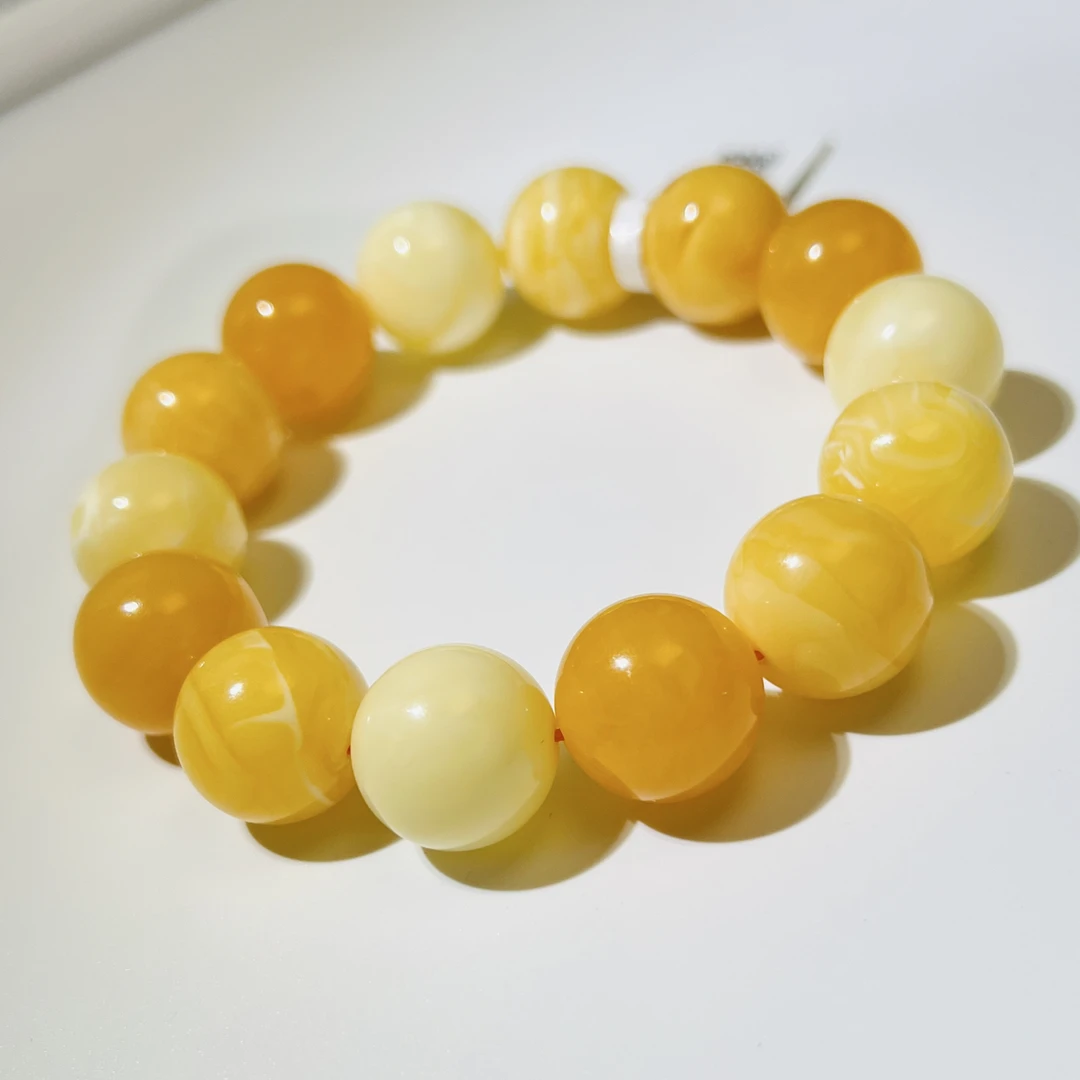 琥珀蜜蜡焦皮多宝16 m圆珠手串