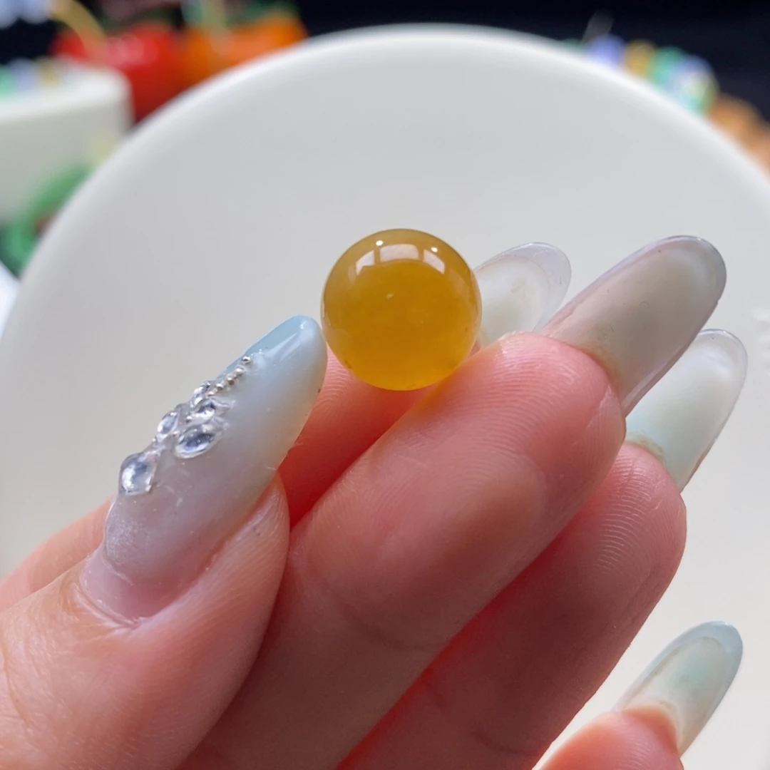 翡翠未镶嵌颈饰翡翠冰橙黄珠卡11.6mm