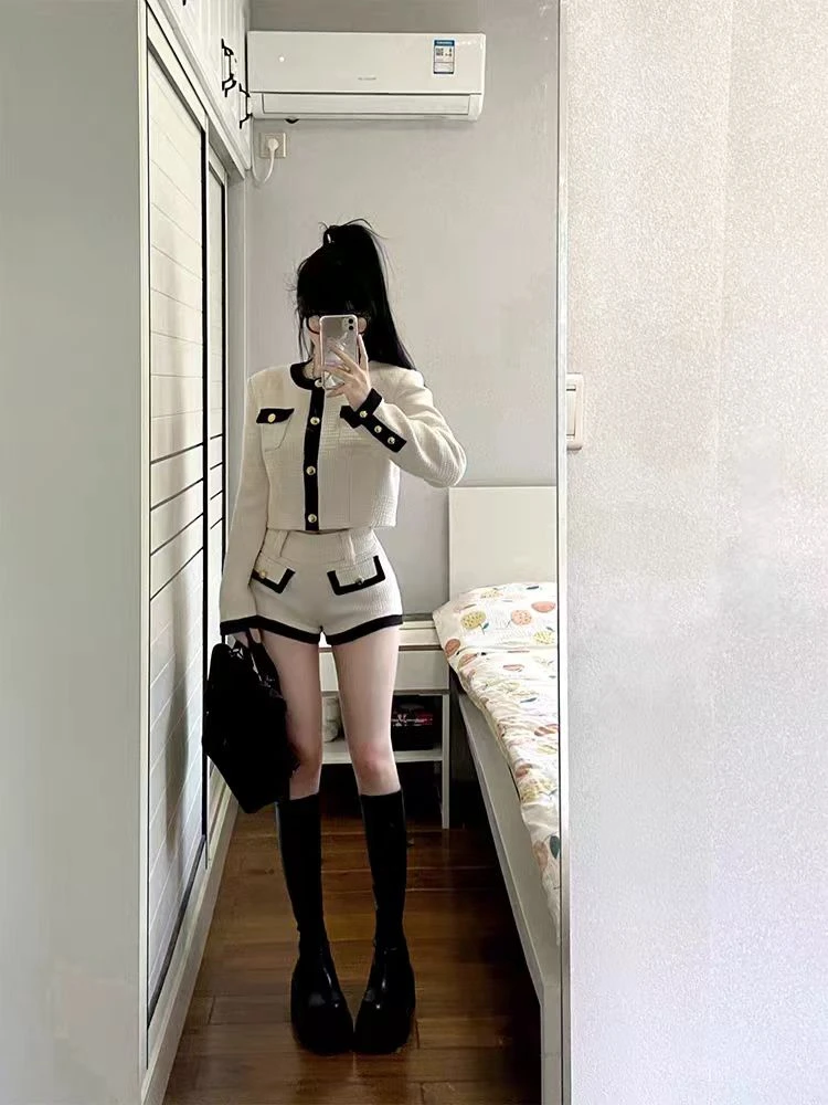 高级感轻奢时尚千金小香风爆款小个子洋气减龄高腰短裤套装