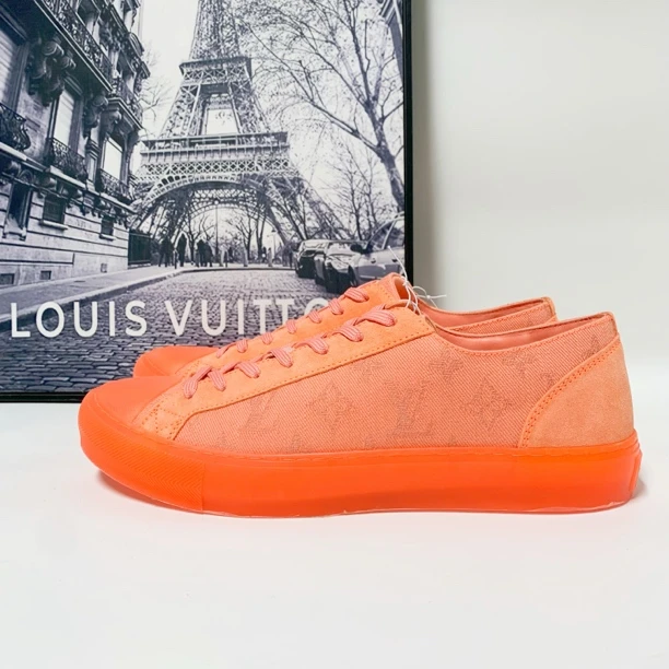 未使用 LouisVuitton/路易威登 微瑕特价LV Tattoo橙色帆布板鞋