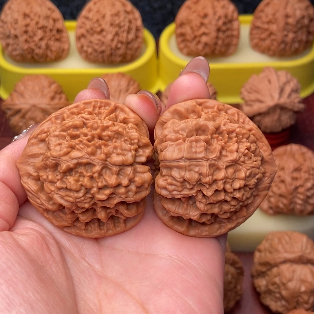 把件文玩核桃46红皮 麒麟 官帽“开播漏”