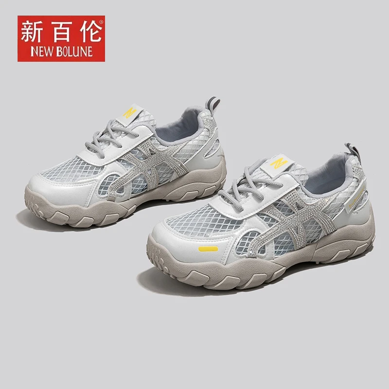 NEW BOLUNE/新百伦爆款女鞋夏季轻便百搭时尚休闲镂空德训网面鞋