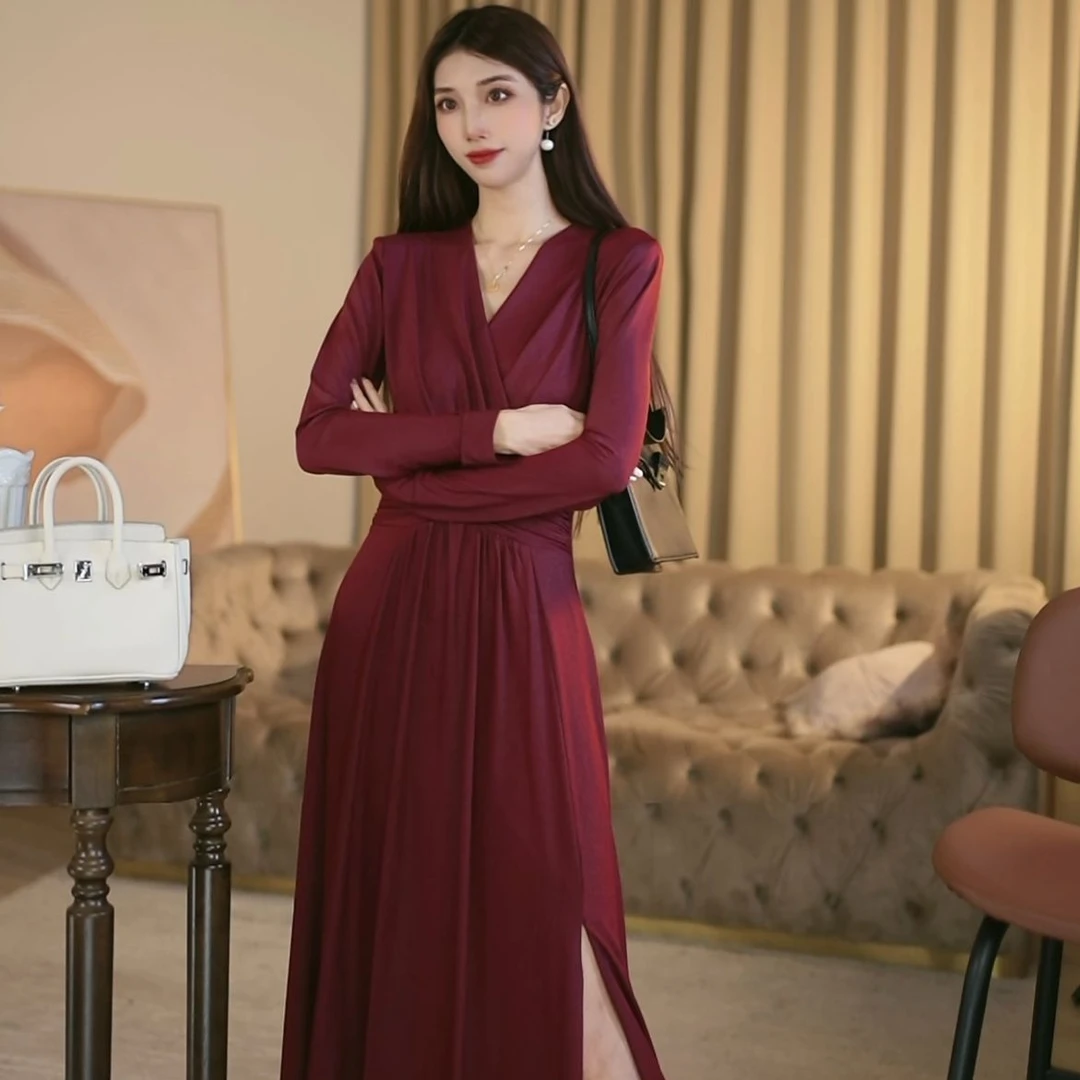 【希希】赫拉女神秋冬款法式高级收腰气质连衣裙-MS10002