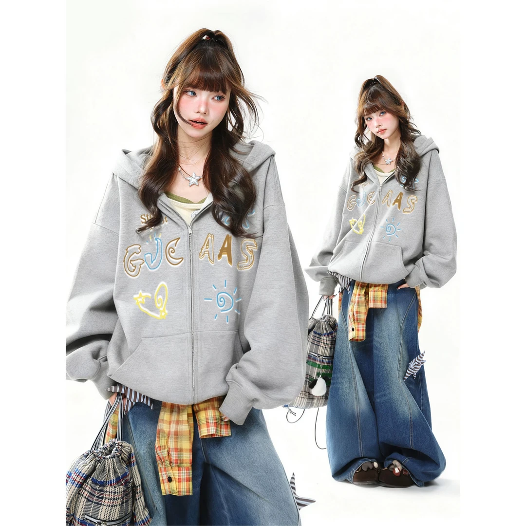 YWBY加厚加绒卫衣外套女款新款秋冬时尚百搭小众炸街高级感女装