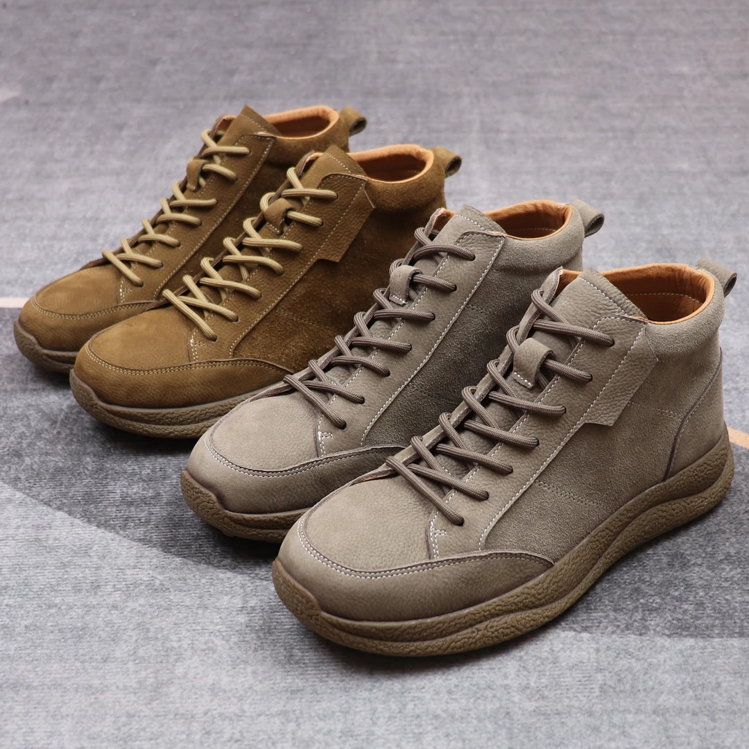 2025秋季男士真皮高帮皮靴软皮软底时尚复古马丁靴头层牛皮厚底鞋