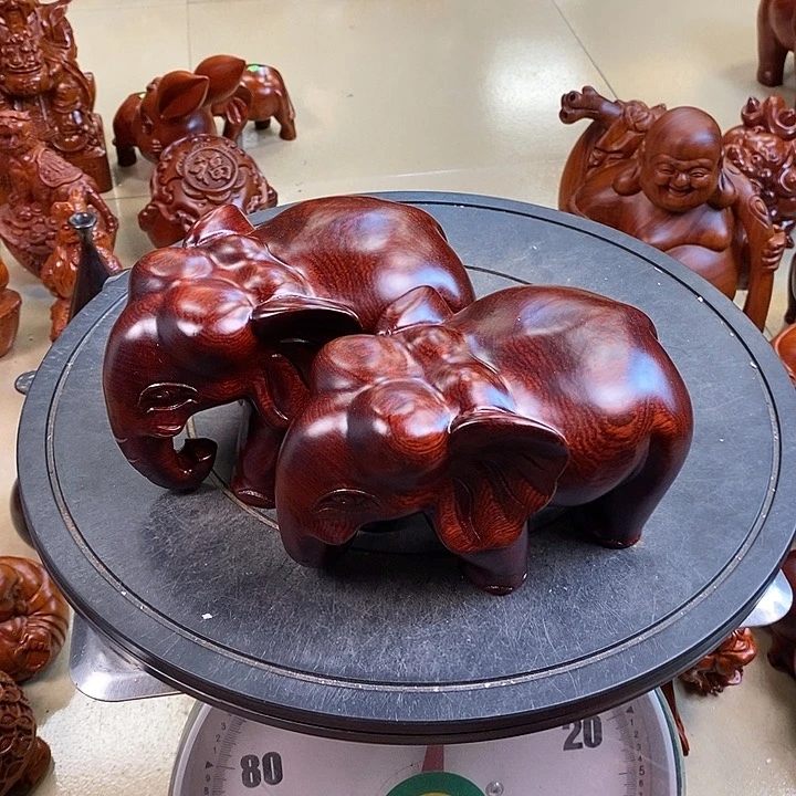 缅甸花梨木大象20 公分一对