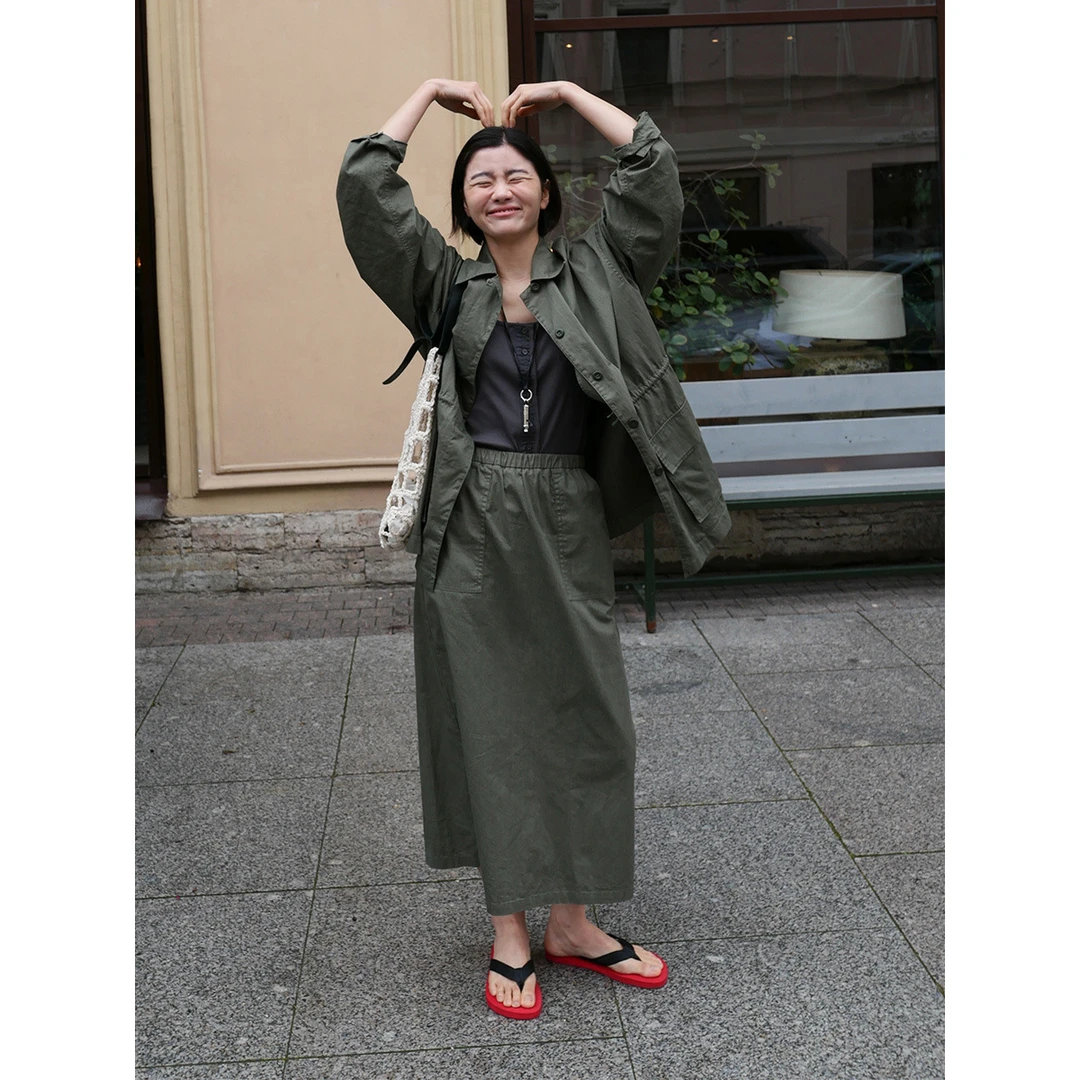 半身裙+短外套套装工装洗水半身裙秋季裙子春秋休闲长袖宽松