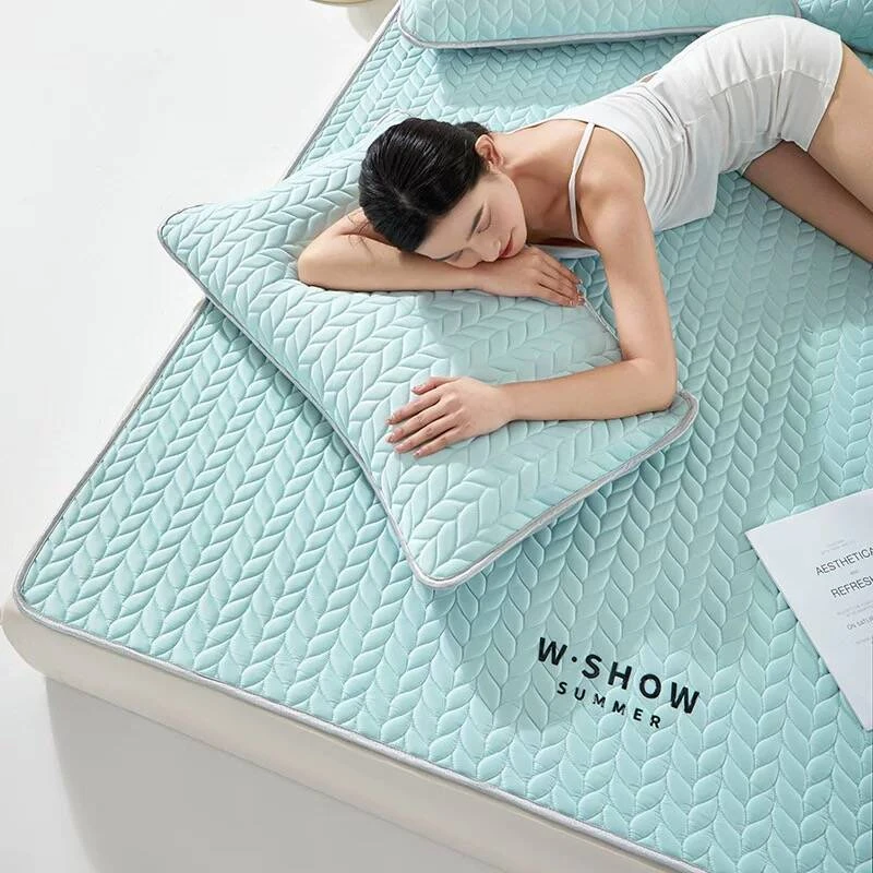 高端进口有机硅胶凉席三件套A类抗菌凉感空调软席/可机洗水洗