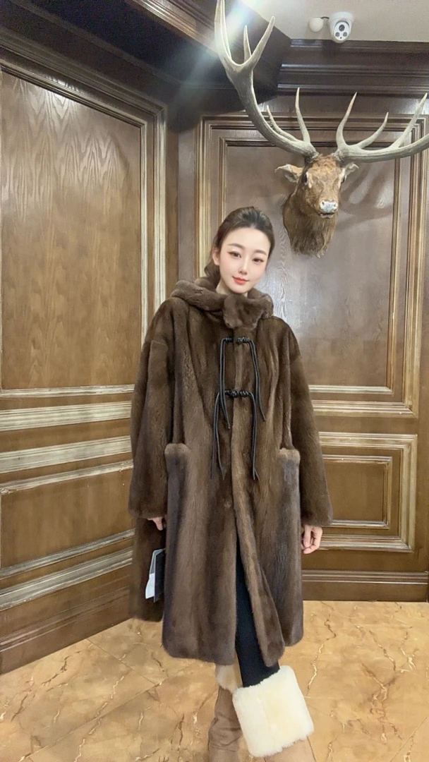 【奢品精选】24762精品新款长款百搭貂皮大衣