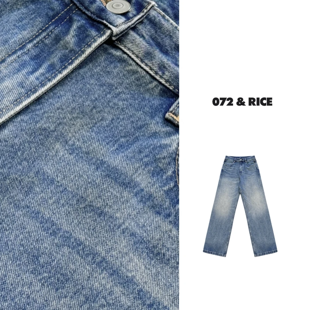 072 & RICE【马拉裤】100纯棉 夏季休闲直筒牛仔裤 A-ANG803