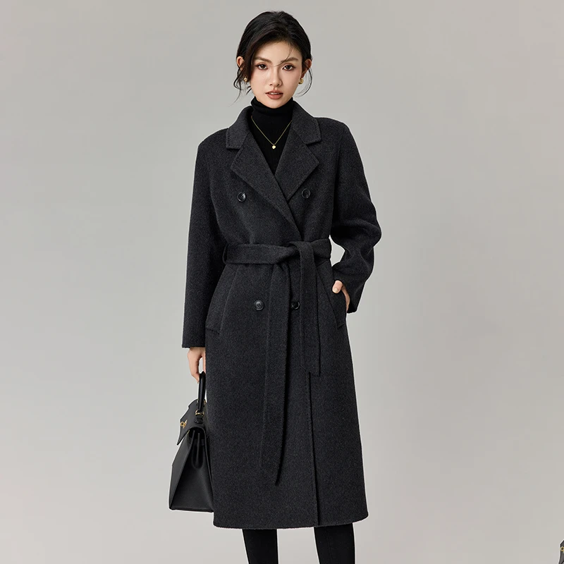 羊绒加厚新款2025高端绵羊毛双面呢双面羊绒高级感大衣