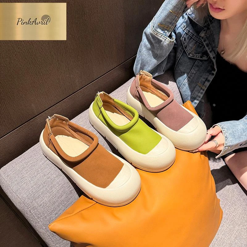 PinkAvril百搭新款设计鞋子丑萌鞋大头厚底休闲板圆头运动鞋众小
