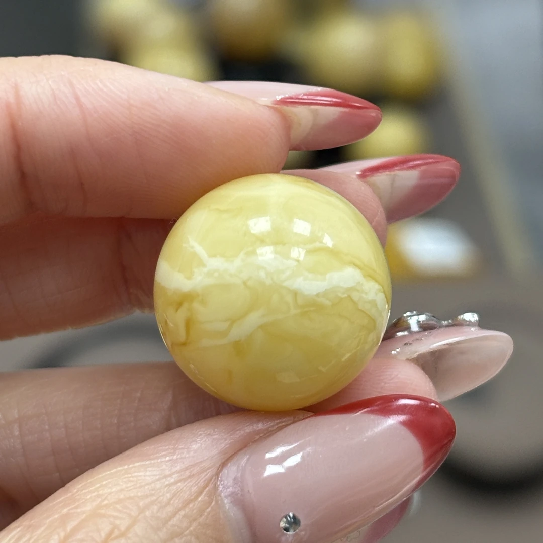 19.5mm 小妖珠宝天然原矿琥珀蜜蜡