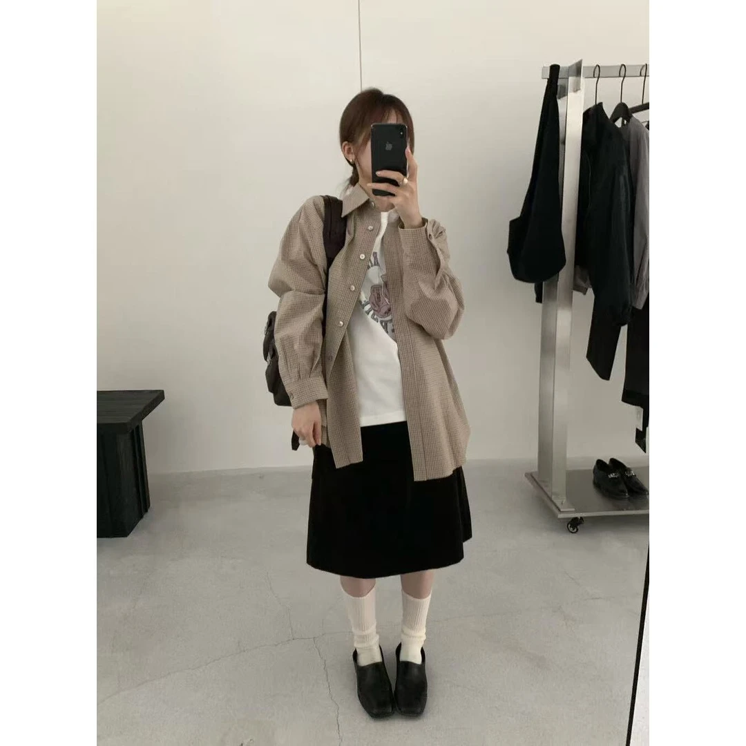 【NO退NO换】J-82263#YOUR#巨出片巨百搭的美拉德格子衬衫(福利)