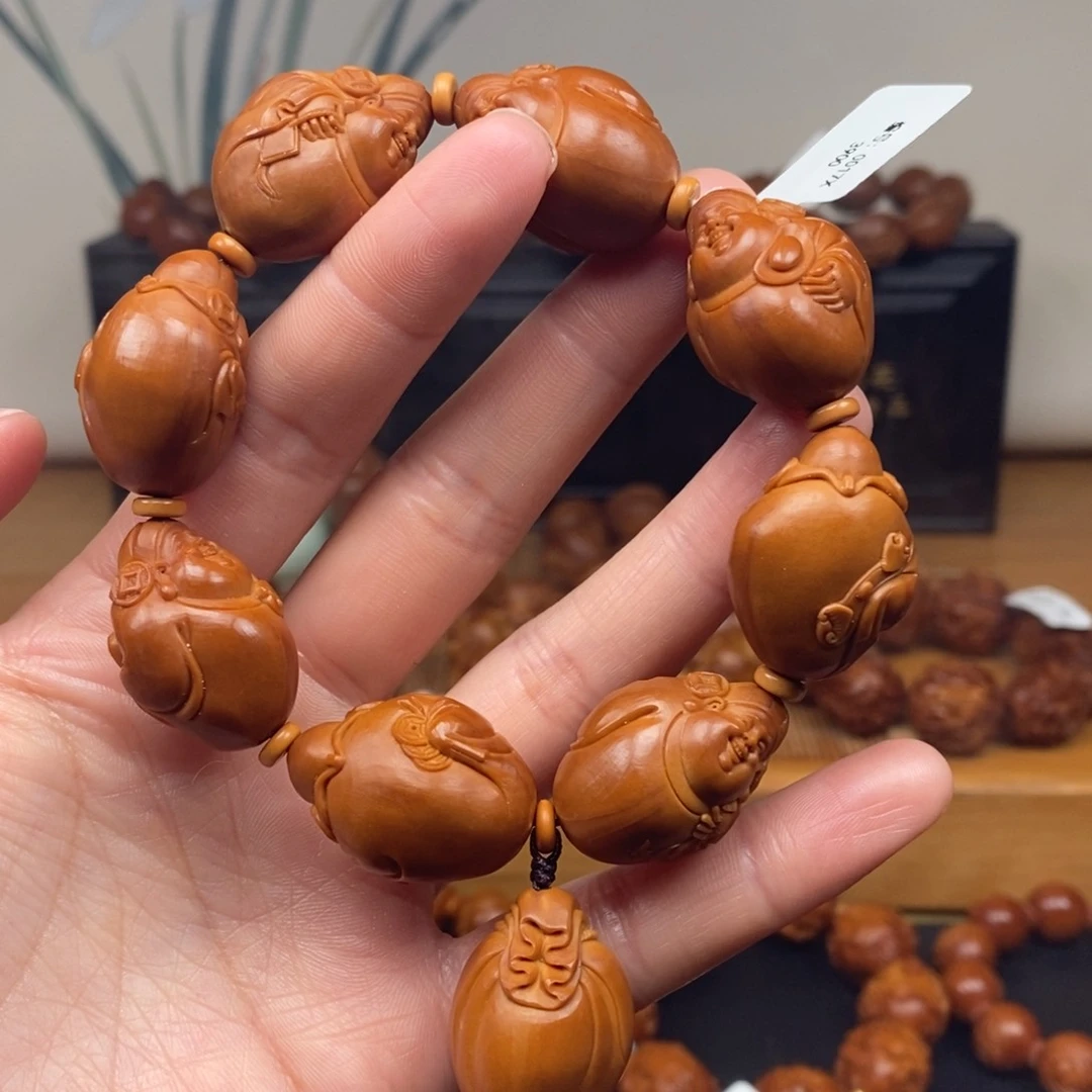 手串橄榄核许静健老师铜钱财神