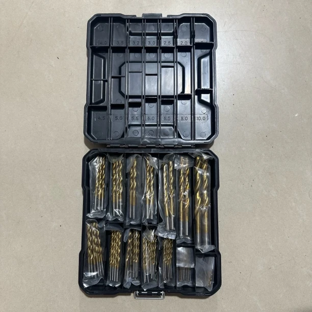 高速钢镀钛直柄麻花钻头打孔工具套装