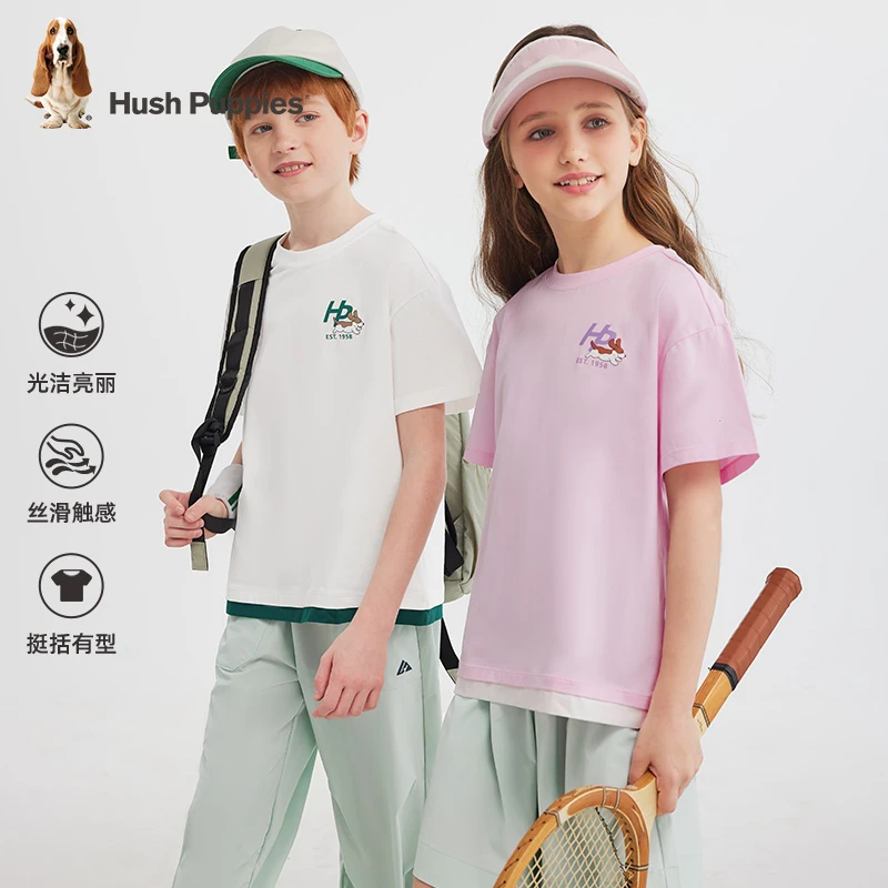 【假两件活力短袖】暇步士童装2025年夏季新款儿童活力百搭夏日短袖