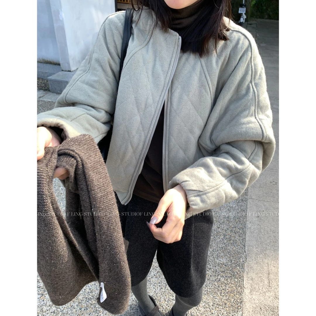 【芳龄F.LING】轮廓感 菱格棉服短外套百搭韩版FL01297