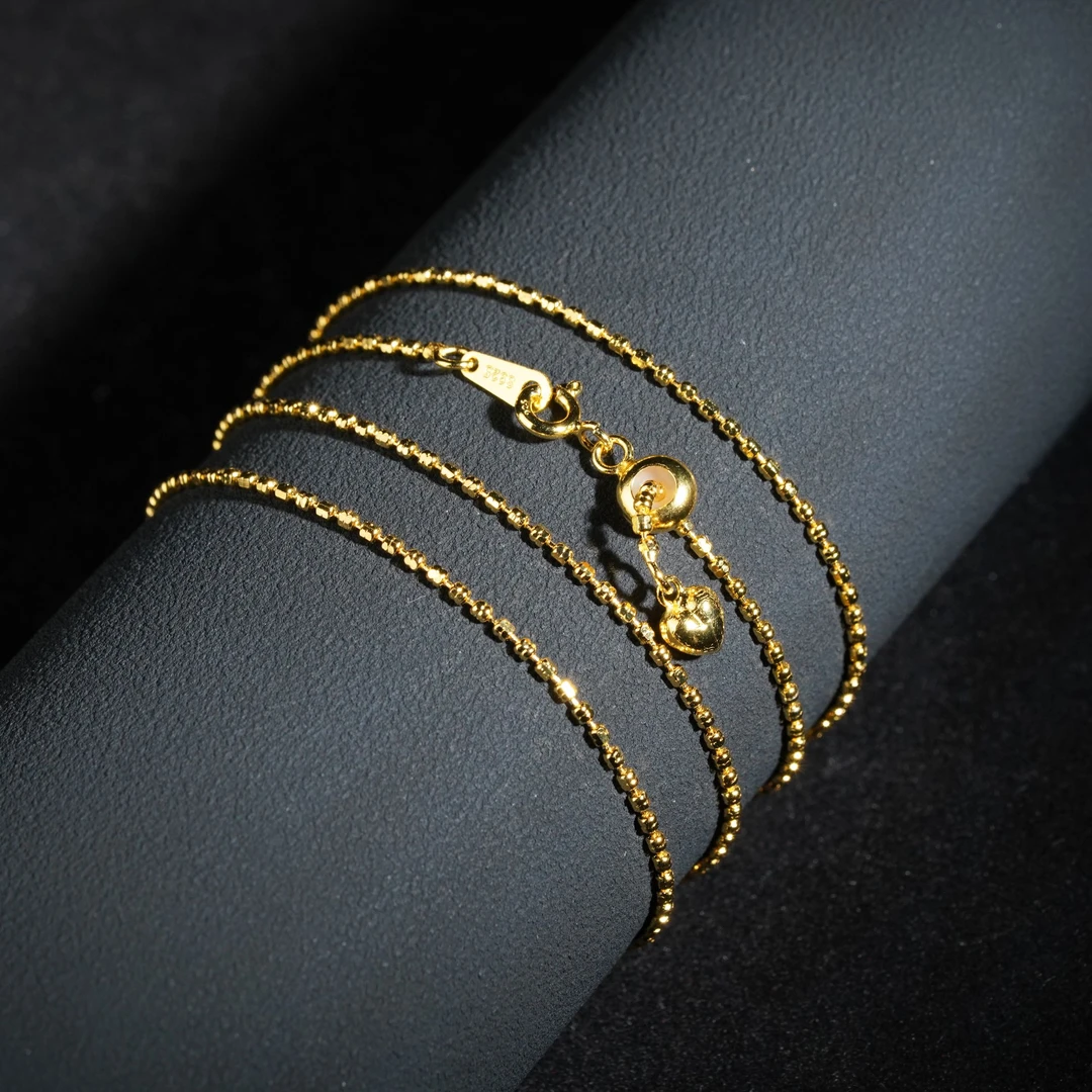 链子925银 【华林同庆】S925银双闪珠项链 G99【K黄】 4.8克60cm