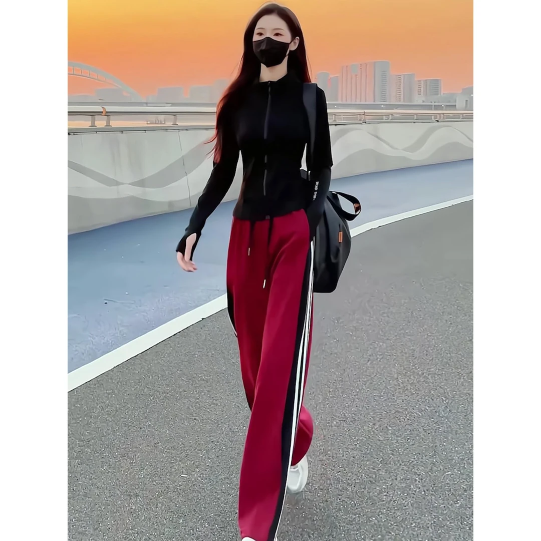早秋穿搭一整套修身显瘦长袖外套阔腿裤休闲秋天炸街一整套女装