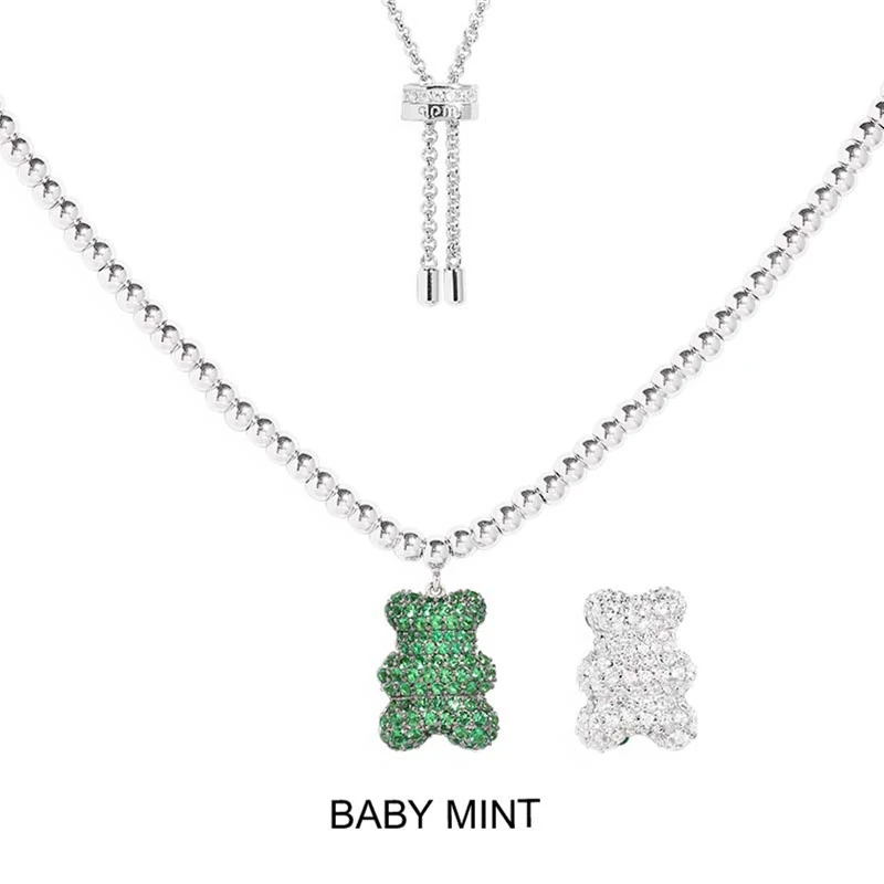 APM Monaco 链子925银合成锆石 40周年限量版小熊925银项链颈链