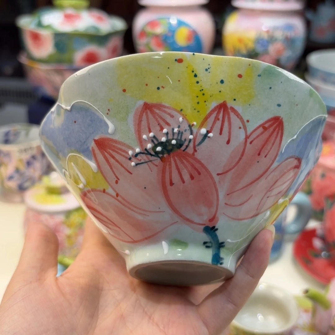 瓷片景德镇手绘高温釉下彩陶瓷茶具