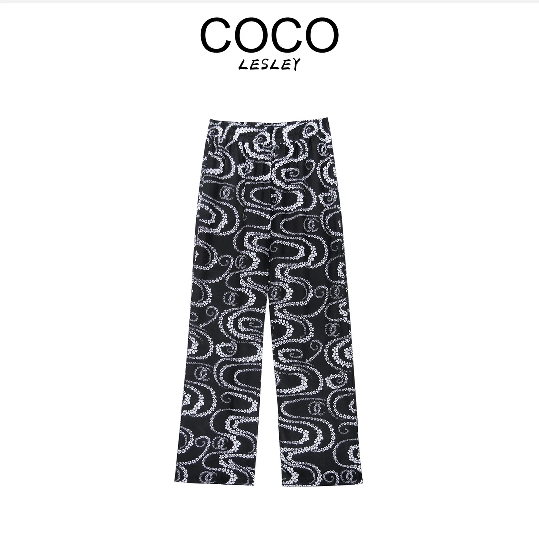 【COCO LESLEY】现款女款高腰显瘦夏季宽松垂感长裤-9306