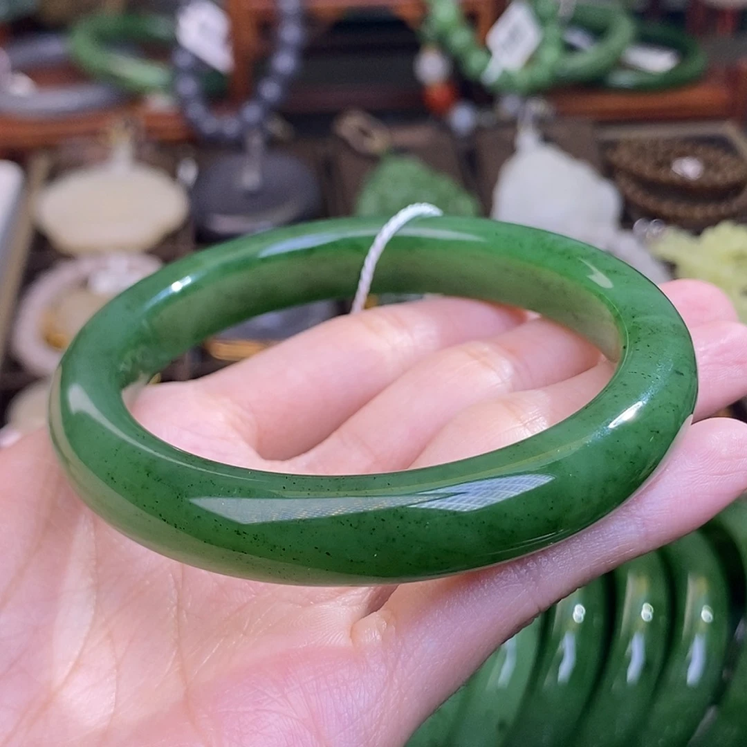 和田玉碧玉福利手镯58.8圈口未镶嵌
