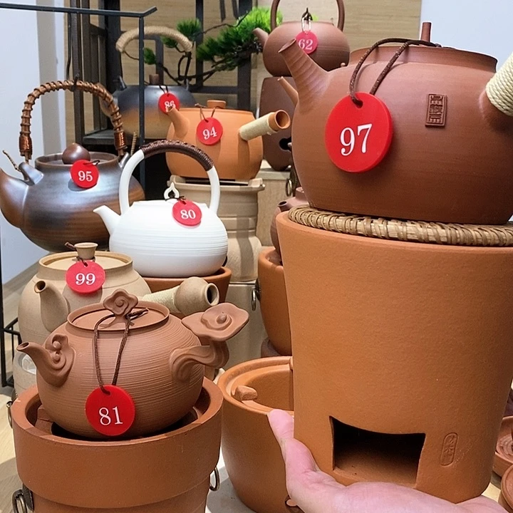 红舟**黄红泥砂铫壶炭炉