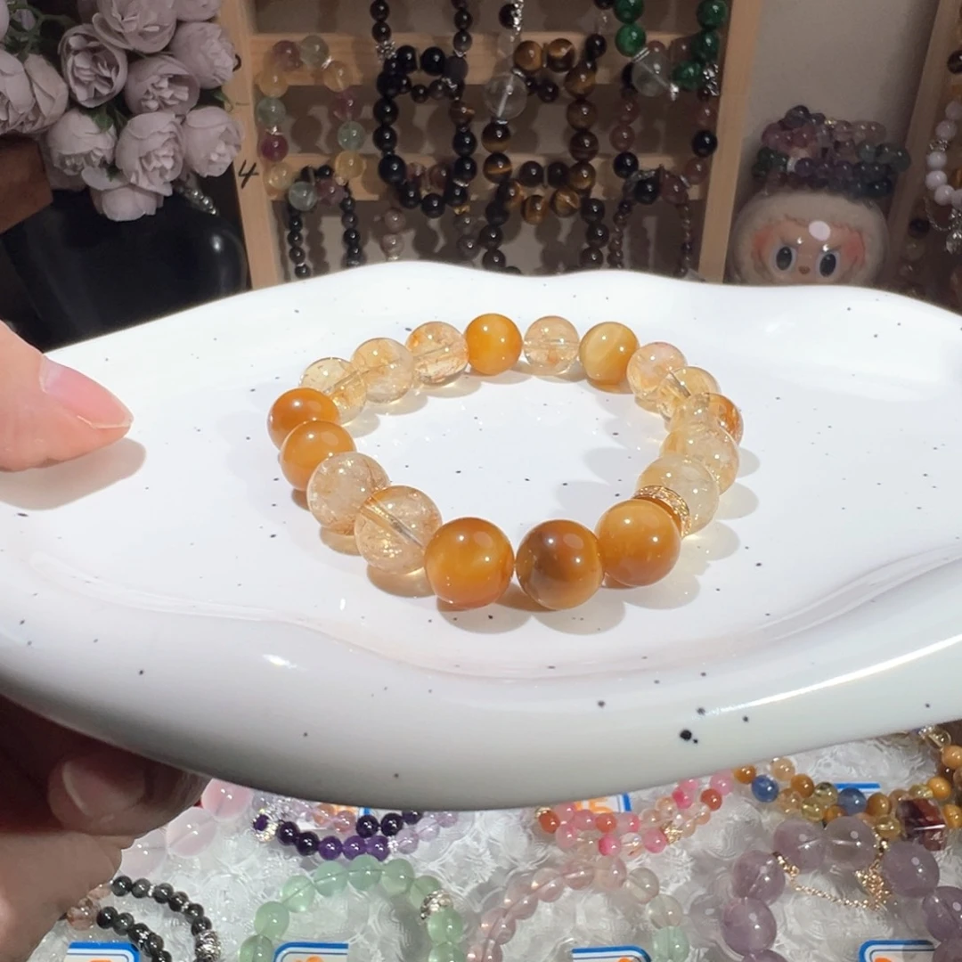 水晶手绳未镶嵌黄塔晶 金虎眼