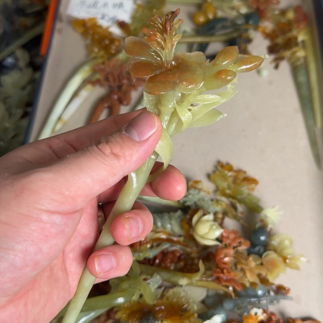 岫玉发饰未镶嵌明君玉簪就是好看