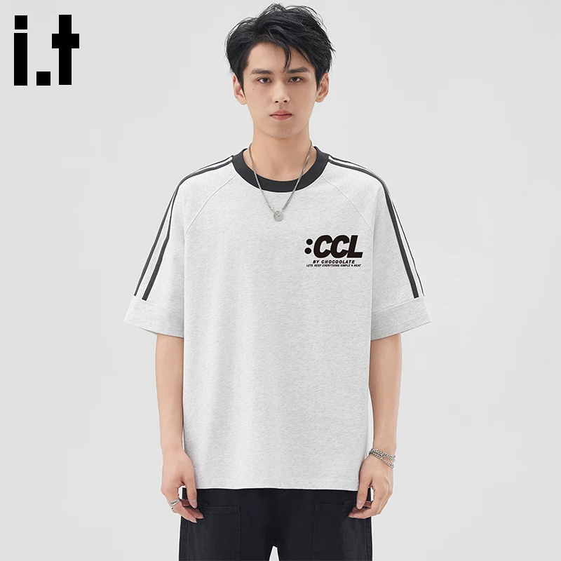 i.t:CHOCOOLATE纯棉短袖t恤男2025夏季新款宽松透气休闲百搭上衣