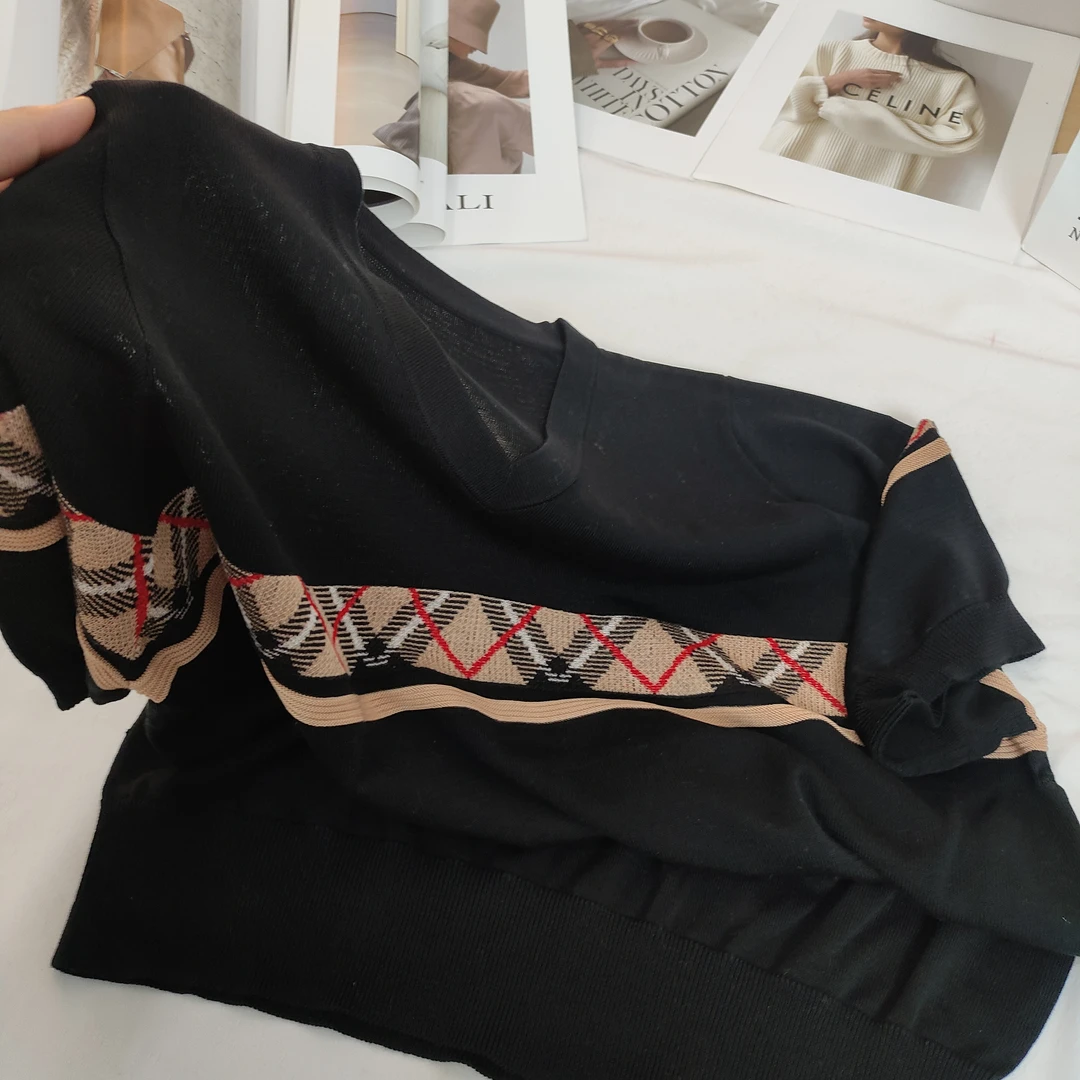 【例畔精选】夏季高级感轻奢时尚百搭V领休闲针织衫A093#